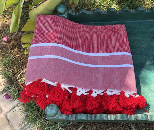 Women Handmade - Wholesale BtoB - Tunisian Fouta handemade red